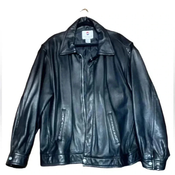 Collector Nothing Else is Pepsi black full zipper oversized leather jacket L&XL - Picture 2 of 5